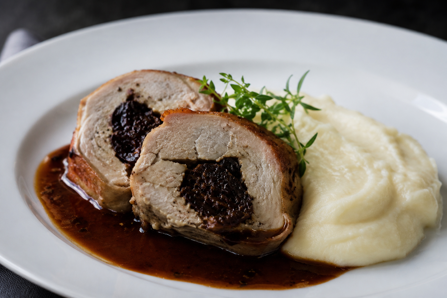 Schab ze śliwką i purée z selera